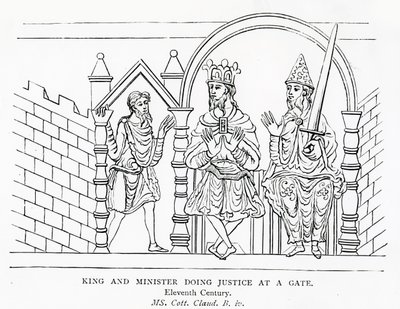 एमएस कॉट। क्लाड बी IV राजा और मंत्री एक द्वार पर न्याय कर रहे हैं द्वारा स्कूल की अंग्रेजी
