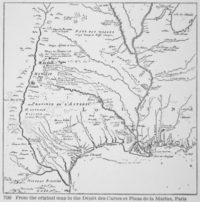 औपनिवेशिक अमेरिका: लुइसियाना का नक्शा, न्यू फ्रांस (लिथो) द्वारा स्कूल फ्रेंच