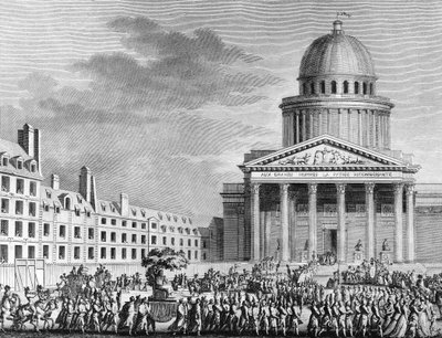 फ्रांसीसी क्रांति: जीन जैक्स रूसो (1712-1778) द्वारा एपोथीज़, 11 अक्टूबर 1794 को पेंथियन में उनका अनुवाद। पेरिस, क्रांति के इतिहास संस्थान का पुस्तकालय द्वारा स्कूल फ्रेंच