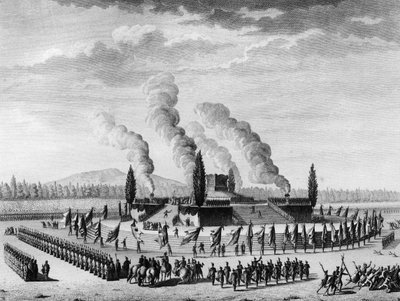 फ्रांसीसी क्रांति: सितंबर 1790 में नैन्सी में मारे गए नागरिकों के सम्मान में फ़नब्रे। पेरिस, क्रांति के इतिहास संस्थान का पुस्तकालय द्वारा स्कूल फ्रेंच