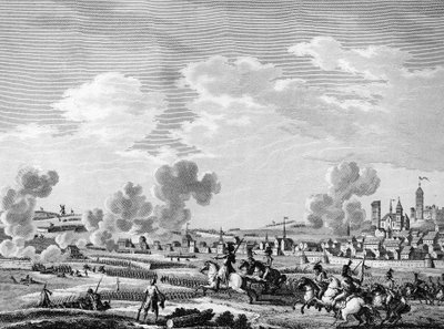 फ्रांसीसी क्रांति और प्रति-क्रांतिकारी ताकतों का आगमन: 6 नवंबर 1792 को बेल्जियम में ऑस्ट्रियाई सेना पर जेम्मेप्स में फ्रांसीसी क्रांतिकारियों की जीत। पेरिस, क्रांति के इतिहास संस्थान का पुस्तकालय of द्वारा स्कूल फ्रेंच