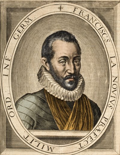 फ्रांसीसी राजनीतिक और सैन्य भाषणों के लेखक फ्रेंकोइस डी ला नोए (1531-1591) का पोर्ट्रेट - फ्रांकोइस डे ला नोए जिसे ब्रास-डी-फेर (आयरन आर्म) कहा जाता है द्वारा स्कूल फ्रेंच