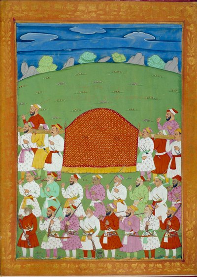 सुल्तान की रखैलों की पालकी, शाह आलम का दरबार। निकोलो मनुची (1638-1717) द्वारा "" भारत का इतिहास तामर्टेंटे से ओरंगरेब तक "" में भारतीय और फारसी लघुचित्र। बीएन, पेरिस। द्वारा स्कूल इंडियन