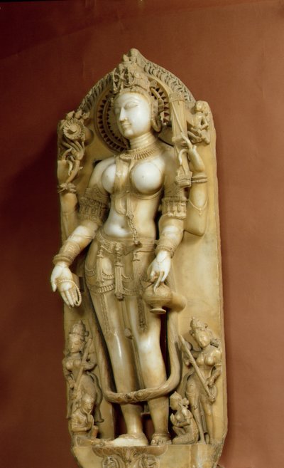 सरस्वती, देवी की शिक्षा, पल्लू, राजस्थान, चौहान वंश (संगमरमर) द्वारा स्कूल इंडियन