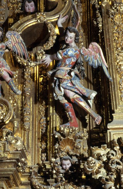 Churrigueresque सजावट का विवरण (चित्रित प्लास्टर) द्वारा स्कूल मैक्सिकन