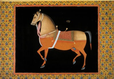 मुगल कला: एक घोड़े का प्रतिनिधित्व। 18 वीं शताब्दी का गौचे। पेरिस, बीएन द्वारा स्कूल मुगल