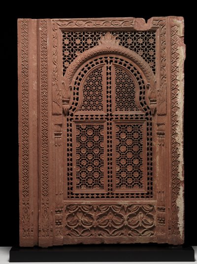 जोड़ी स्क्रीन की जोड़ी, c.18 वीं सदी (बलुआ पत्थर) द्वारा स्कूल मुगल