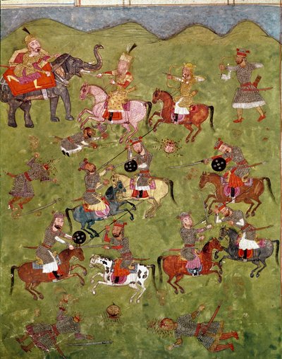इस्लामी कला: युद्ध का दृश्य। फिरदौसी (फिरदौसी, या फिरदौसी, या फिरदौसी, सीए 940-लगभग 1020) की महाकाव्य कविता "शाहनामा" (शाहनामा, शाहनामा) (राजाओं की पुस्तक) की पांडुलिपि से फ़ारसी लघुचित्र बिब्लियोटेका नाज़ियोनेल नेपल्स द्वारा स्कूल फ़ारसी