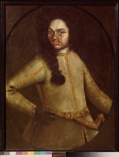 पीटर I की रेजिमेंट (1672-1725) में भर्ती की वर्दी में एक आदमी का चित्र। अज्ञात पेंटिंग, कैनवास पर तेल, 18वीं सदी की शुरुआत। रूसी कला। 18वीं सदी का स्टेट म्यूज़ियम ऑफ़ सेरामिक्स एंड कंट्री एस्टेट, कुस्कोवो, मॉस्को। द्वारा स्कूलरूसी