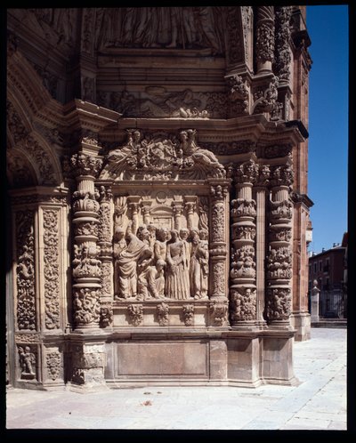 कैथेड्रल सेंट मैरी, एस्टोर्गा, स्पेन के अग्रभाग का दृश्य (कैथेड्रल सेंट मैरी, एस्टोर्गा, स्पेन के अग्रभाग का दृश्य) द्वारा स्कूल स्पेनिश