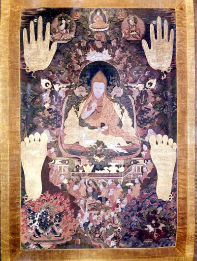 पांचवें दलाई लामा, ब्लो बज़ंग ऋग्या कत्सो, इतिहास में सबसे शानदार और महत्वपूर्ण। तिब्बती थाई-का, गुइमेट संग्रहालय, पेरिस द्वारा स्कूल तिब्बती