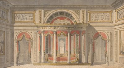 एक बेडरूम के लिए डिजाइन, 1785-1838। द्वारा चार्ल्स पर्सिएर का स्कूल