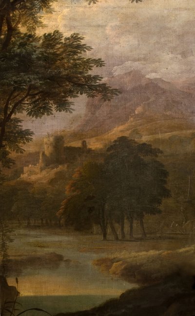 लैंडस्केप विथ कैसल इन डिस्टेंस, 1725। द्वारा जैक्स रूसो का स्कूल