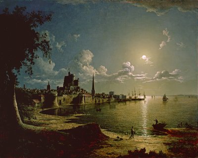 मूनलाइट सीन, साउथम्पटन, 1820 द्वारा सेबस्टियन पेदर