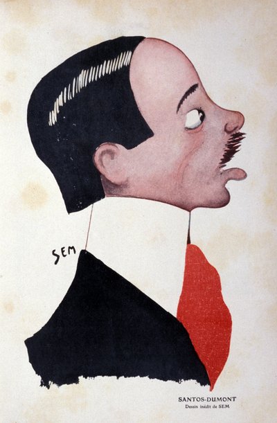 अल्बर्टो सैंटोस-ड्यूमॉन्ट (1873 - 1932) का पोर्ट्रेट, ब्राजील के इंजीनियर और सेम द्वारा वैमानिकी (1863 - 1934)। द्वारा Sem