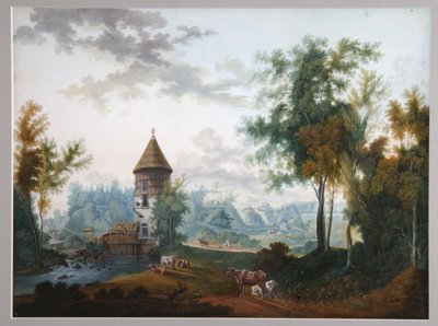 1797 से पहले पावलोव्स्क पार्क में मिल और पिल टॉवर द्वारा शिमोन फेडोरोविच शेड्रिन