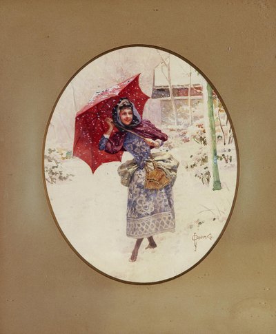 महिलाएं बर्फ में चलती हैं, c. 1900 द्वारा सर्गेई सर्गेयेविच सोलोमको