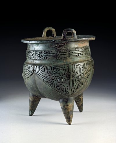 ली पोत, ताओटी डिजाइन, एर्लिगांग काल, शांग राजवंश, c.1500-1050 ईसा पूर्व (कांस्य) द्वारा शांग राजवंश चीनी स्कूल