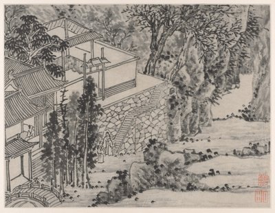 टाइगर हिल के बारह दृश्य, सूज़ौ: प्रबुद्ध स्टोन रिट्रीट, 1490 के बाद। द्वारा शेन झोउ
