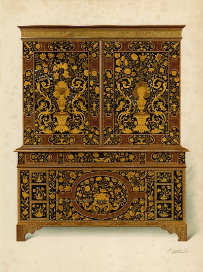 Marqueterie के साथ कैबिनेट प्रेस इंक्लिड, Marquess of Exeter (क्रोमोलिथो) की संपत्ति द्वारा शर्ली चार्ल्स लेवेलिन स्लोकॉम्बे