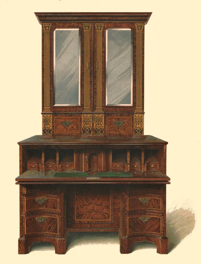 अखरोट इनलाइड लेखन कैबिनेट, 1905 द्वारा शर्ली चार्ल्स लेवेलिन स्लोकॉम्बे