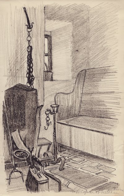 किचन का कोना, Tione, c1950। द्वारा शर्ली मार्खम