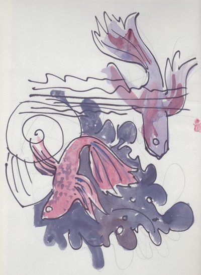 मछली अध्ययन, c1970। द्वारा शर्ली मार्खम