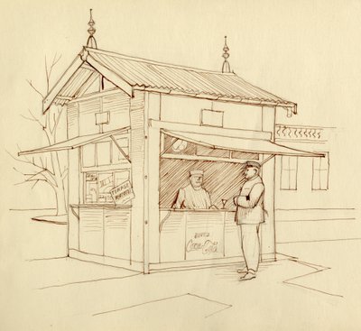 पेय बेचने वाला कियोस्क, पेरिस, फ्रांस, c1951। द्वारा शर्ली मार्खम