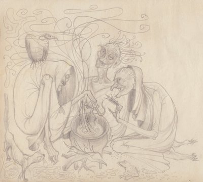 तीन चुड़ैलें, c1950। द्वारा शर्ली मार्खम