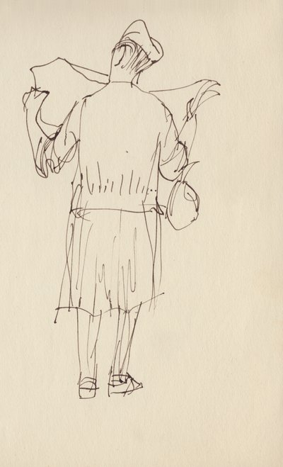 अखबार पढ़ती महिला, c1950। द्वारा शर्ली मार्खम