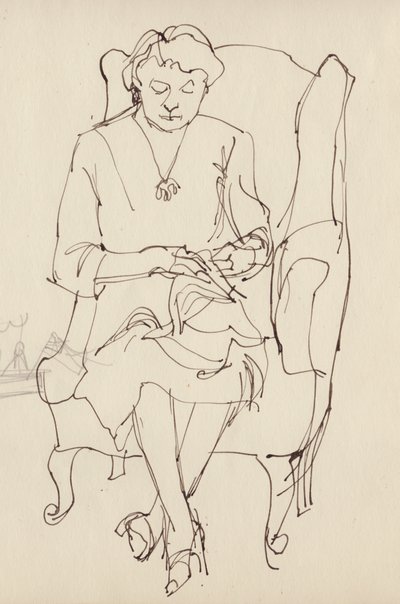 महिला सिलाई, c1950। द्वारा शर्ली मार्खम
