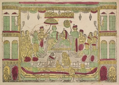 1800 के दशक में रॉयल पैलेस में राम और सीता। द्वारा श्री गोबिंदा चंद्र रॉय