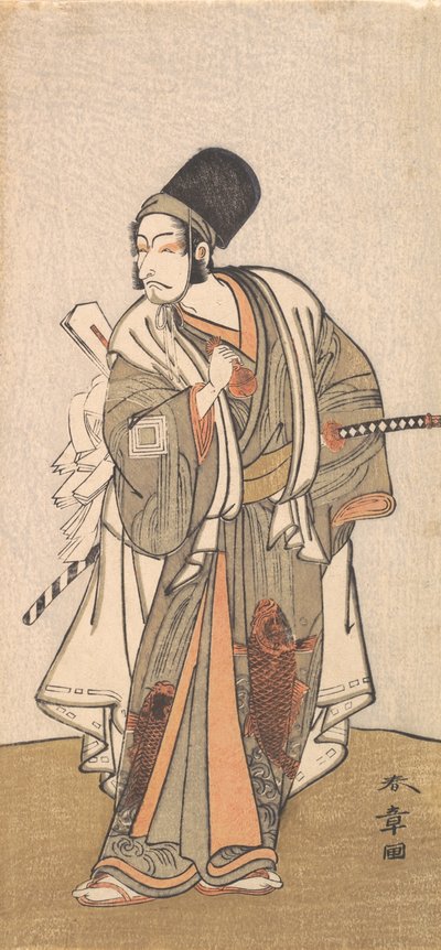 इचिकावा परिवार के एक अभिनेता की स्थायी आकृति, शायद दंजुरो चतुर्थ, 1726-1792। द्वारा शुनशो