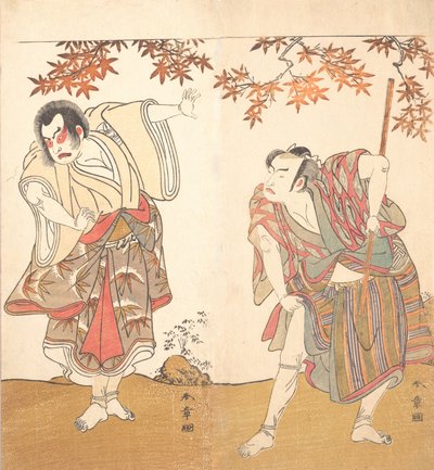 अभिनेता इचिमुरा उज़ामोन और अर्शी सांगोरो, सीए। 1773. द्वारा शुनशो