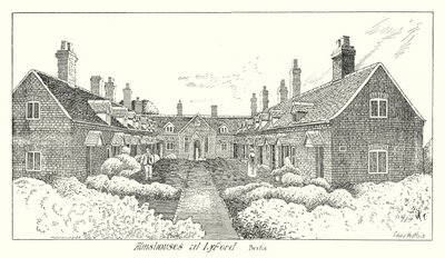 Lyford, Berks (उत्कीर्णन) में Almshouses द्वारा सिडनी हीथ