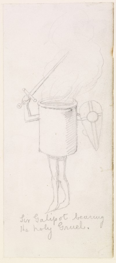 सर गैलीपोट पवित्र ग्रेल को प्रभावित करते हुए, c.1855-59 (कागज पर पेंसिल) द्वारा शिमोन सोलोमन
