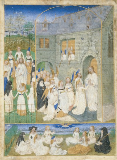 पवित्र वीरता मसीह द्वारा अभिवादन के रूप में वे स्वर्ग के द्वार दर्ज करें, ca. 1467-1470। द्वारा साइमन मर्मियन