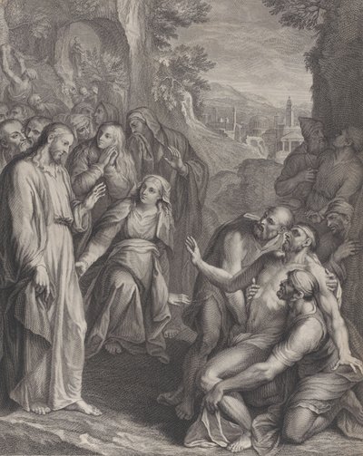 लाजर का उत्थान, बायीं ओर खड़े मसीह के साथ, लगभग। 1729. द्वारा साइमन वैली