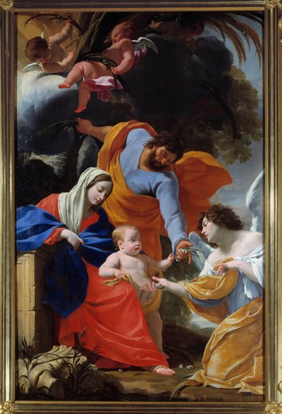साइमन वाउट (1590-1649) 1639 ग्रेनोबल, मुसी डेस बीक्स आर्ट्स द्वारा पवित्र परिवार के बाकी चित्र द्वारा साइमन वौएट