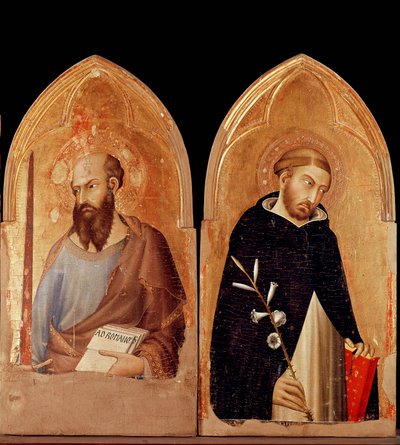 सेंट पॉल और सेंट डोमिनिक। Orvieto का Polyptych (पैनल पर तापमान और सोना .) द्वारा सिमोन मार्टिनी