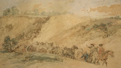 एक खड्ड में सेना के वैगन, c1837-1897। द्वारा सर जॉन गिल्बर्ट