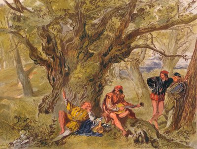 ऐज़ यू लाइक इट: एक्ट II, सीन वी। अंडर द ग्रीनवुड ट्री, अमियेंस द्वारा गाया गया, c1875 द्वारा सर जॉन गिल्बर्ट
