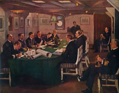 'फोर-केबिन, एचएमएस क्वीन एलिज़ाबेथ, रोशिथ, 16 नवंबर, 1918, 1935 द्वारा सर जॉन लवरी