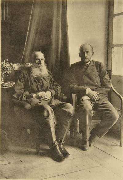 रूसी लेखक लियो टॉल्स्टॉय अपने बेटे लियो, रूस, 1899 के साथ द्वारा सोफिया एंड्रीवाना टॉल्स्टया