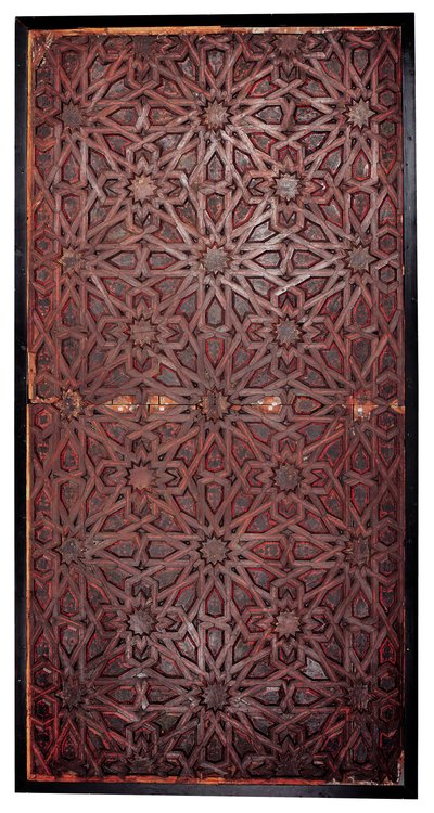 एक Mudejar ज्यामितीय छत, दक्षिणी स्पेन, शायद सेविले (चित्रित लकड़ी) द्वारा स्पेनिश स्कूल