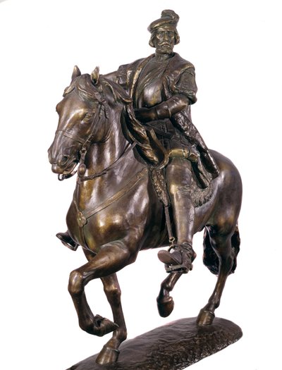हर्नान कोर्टेस (या कॉर्टेज़) (1485-1547), स्पेनिश विजेता का घुड़सवारी चित्र। १६वीं सदी की अनाम कांस्य मूर्ति। आर्मी संग्रहालय, मैड्रिड द्वारा स्पेनिश स्कूल
