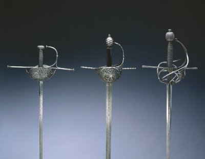 रेपियर्स, c.1650 (इस्पात, चमड़ा और लकड़ी) द्वारा स्पेनिश स्कूल
