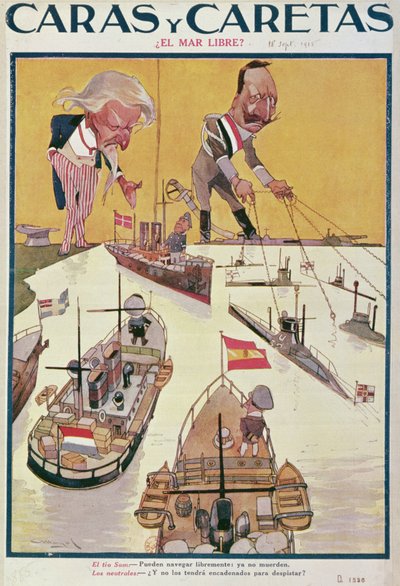 प्रथम विश्व युद्ध, 1915 के समय कैसर और अंकल सैम द्वारा स्पेनिश स्कूल
