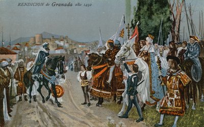 ग्रेनेडा का आत्मसमर्पण, 1492 द्वारा स्पेनिश स्कूल