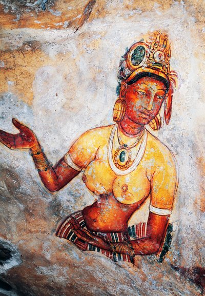 सिगिरिया की दासी, फ्रेस्को, सिगिरिया पुरातात्विक स्थल (यूनेस्को विश्व विरासत सूची .) द्वारा श्रीलंका का स्कूल